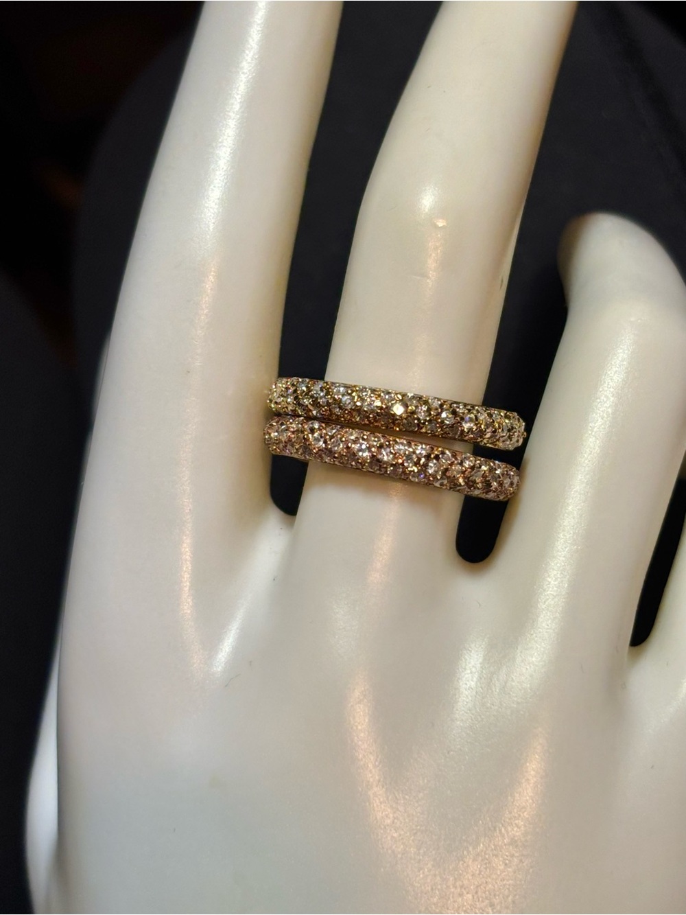 Set of two Gold Sterling Silver Diamond Eternity Band Size 9